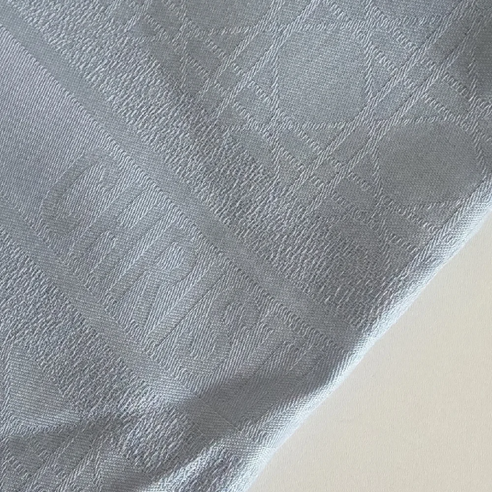 CHRISTIAN DIOR | Cannage Jacquard Large Scarf Shawl blue silk cashmere